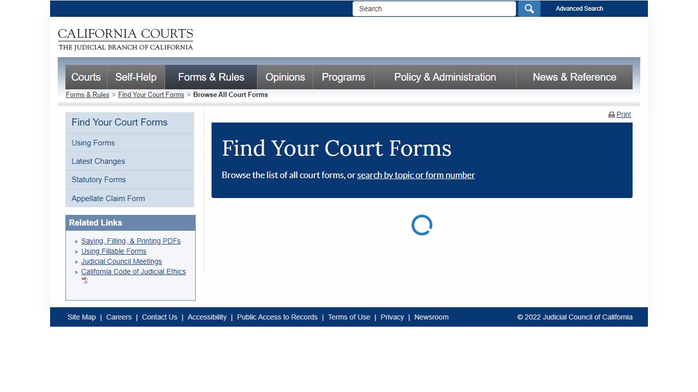 Browse All Court Forms - California